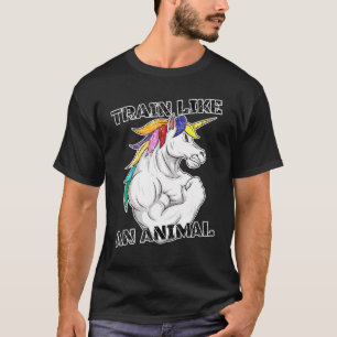 Vintage Trainiere Wie Ein Tier Einhorn Gewichthebe T-Shirt
