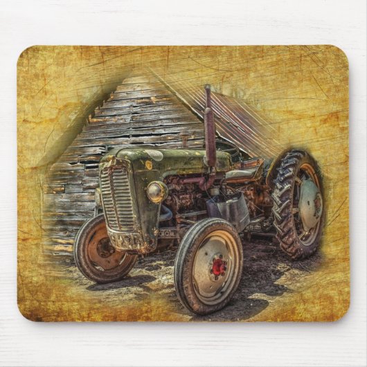 Vintage Traktor alte Scheune Mousepad (Vorne)