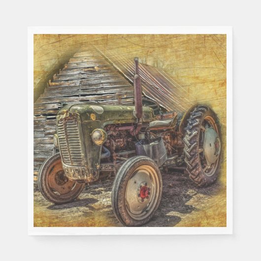 Vintage Traktor alte Scheune Serviette (Vorderseite)