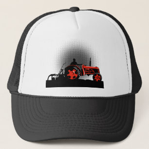 Vintage Traktor Farmer fährt seitlich Truckerkappe