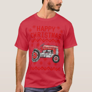 Vintage Traktor hässlicher Weihnachten Landwirt La T-Shirt