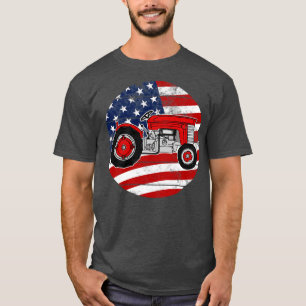 Vintage-Traktor USA-Flagge Patriotischer Landwirt  T-Shirt