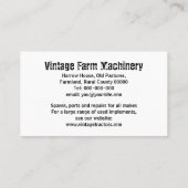 Vintage Traktorgeschäftskarte Visitenkarte (Rückseite)