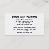 Vintage Traktorgeschäftskarte Visitenkarte (Rückseite)
