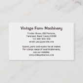 Vintage Traktorgeschäftskarte Visitenkarte (Rückseite)