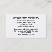 Vintage Traktorgeschäftskarte Visitenkarte (Rückseite)