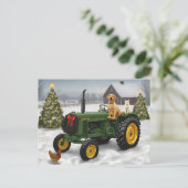 Vintage Traktorkatze Feiertagspostkarte (Stehend Vorderseite)