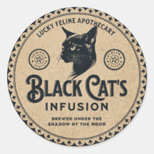 Vintage Tränke Label Black Cat Halloween Dekor