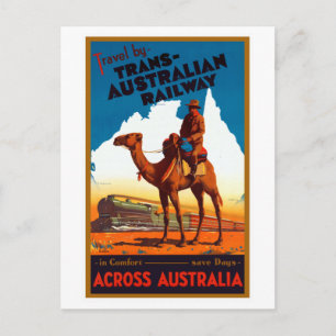 Vintage Trans-Australisches Eisenbahn-Reiseposter Postkarte
