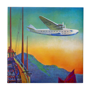 Vintage Transpazifische Keramik Fliese