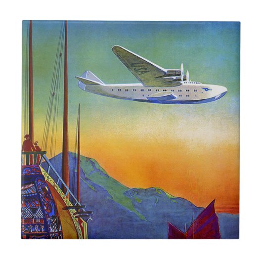 Vintage Transpazifische Keramik Fliese (Vorderseite)