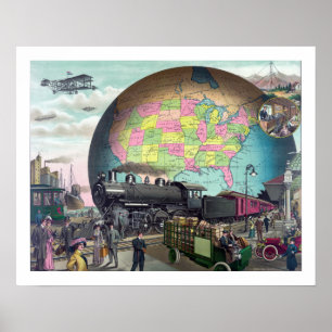 Vintage Transport Collage Poster