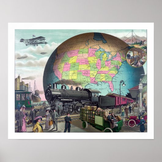 Vintage Transport Collage Poster (Vorne)