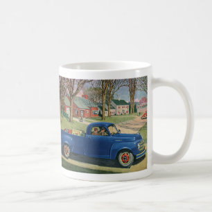 Vintage Transport, klassischer blauer LKW Kaffeetasse