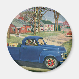 Vintage Transport, klassischer blauer LKW Magnet