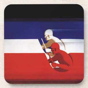 Vintage-Transportation, patriotische Rennfahrer-Re Getränkeuntersetzer