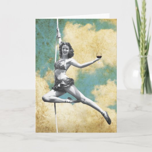 Vintage Trapezfrau mit Wein Karte (Vorderseite)