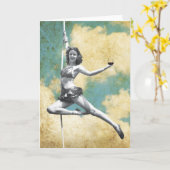 Vintage Trapezfrau mit Wein Karte (Gelbe Blume)