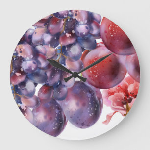 Vintage Trauben Farbe Herbstkarte Große Wanduhr