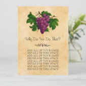 Vintage Trauben Hochzeitsspielkarten für Brautpart (Stehend Vorderseite)