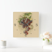 Vintage Trauben Quadratische Wanduhr (Zuhause)