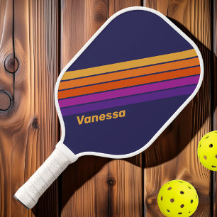 Vintage Trauben Regenbogen Streifen mit Namen Pickleball Schläger
