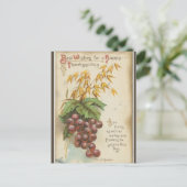 Vintage Trauben und Blätter Erntedank Postkarte (Stehend Vorderseite)