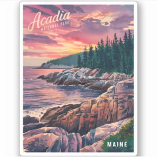 Vintage Travel Acadia Nationalpark Maine Seaside Aufkleber