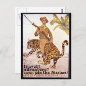 Vintage Travel Adventure Join the Marines Poster Postkarte (Vorne/Hinten)