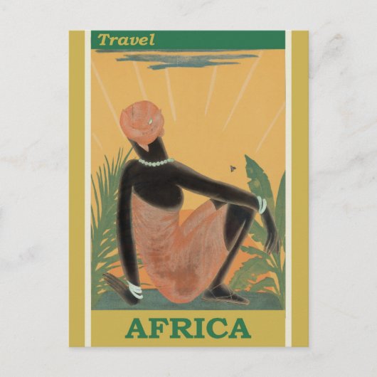 Vintage Travel Africa Retro Tourismus Postkarte (Vorderseite)