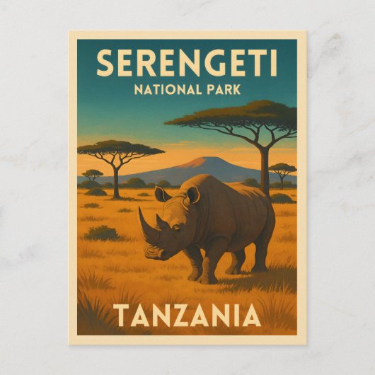 Vintage Travel Africa Serengeti Nationalpark Postkarte (Vorderseite)