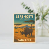 Vintage Travel Africa Serengeti Nationalpark Postkarte (Stehend Vorderseite)