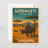 Vintage Travel Africa Serengeti Nationalpark Postkarte (Vorne/Hinten)