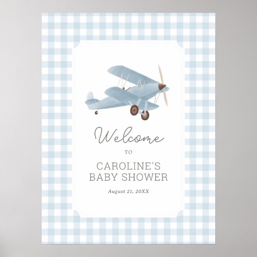 Vintage Travel Airplane Babydusche Begrüßungszeich Poster (Vorne)