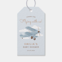 Vintage Travel Airplane Boy Baby Shower Tags