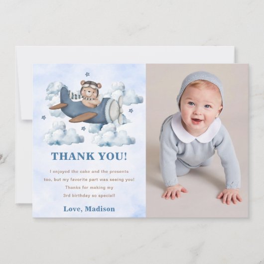 Vintage Travel Airplane Geburtstag Danke Karte (Vorderseite)