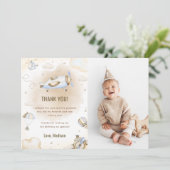 Vintage Travel Airplane Geburtstag Danke Karte (Stehend Vorderseite)