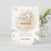 Vintage Travel Airplane Geburtstag Danke Karte (Stehend Vorderseite)