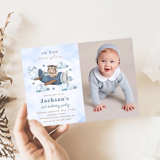 Vintage Travel Airplane Geburtstagsparty Foto Einladung