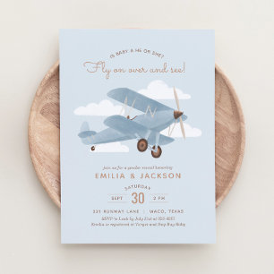 Vintage Travel Airplane Gender Reveal Party Einladung