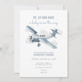 Vintage Travel Airplane Kinderdusche Einladung (Vorderseite)