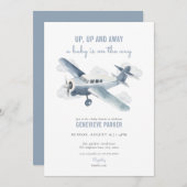 Vintage Travel Airplane Kinderdusche Einladung (Vorne/Hinten)