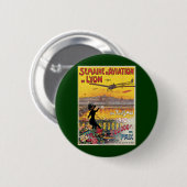 Vintage Travel, Airplanes Air Show, Lyon, Frankrei Button (Vorne & Hinten)