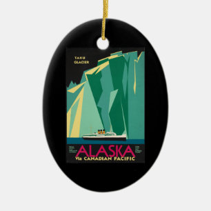 Vintage Travel Alaska Taku Glacier Cruise Ship Keramik Ornament