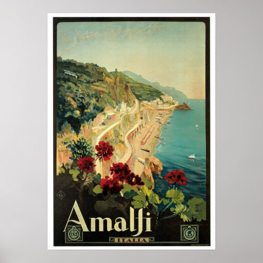 Vintage Travel, Amalfi Italien Poster (Vorne)