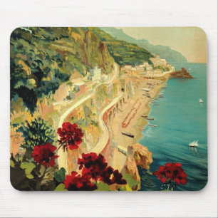 Vintage Travel, Amalfi Italienischer Küstenstrand Mousepad
