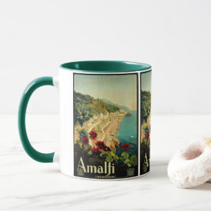 Vintage Travel, Amalfi Italienischer Küstenstrand Tasse