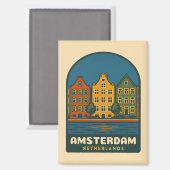 Vintage Travel Amsterdam Niederlande Retro Landsch Magnet (Vorderseite/Rückseite)