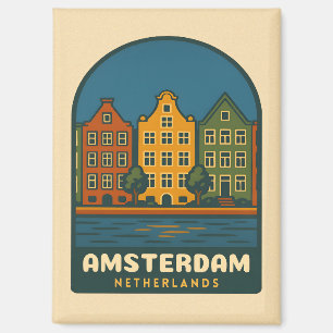 Vintage Travel Amsterdam Niederlande Retro Landsch Magnet