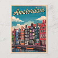Vintage Travel Amsterdam Niederlande Retro Landsch